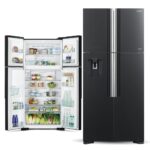 ثلاجة هيتاشي 4 ابواب سلفر زجاج مع كولر