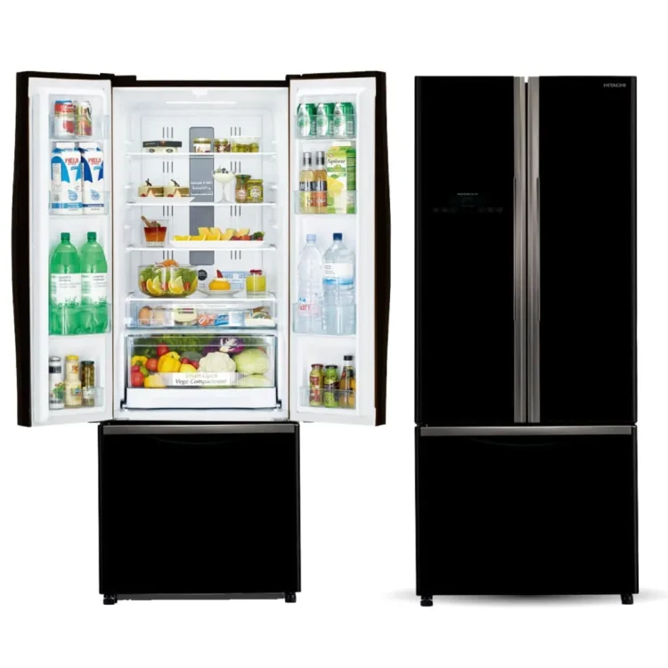 ثلاجة هيتاشي 3 ابواب أسود زجاج 