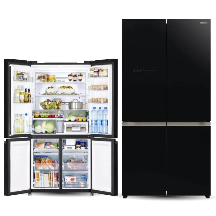  ثلاجة هيتاشي 4 ابواب اسود زجاج